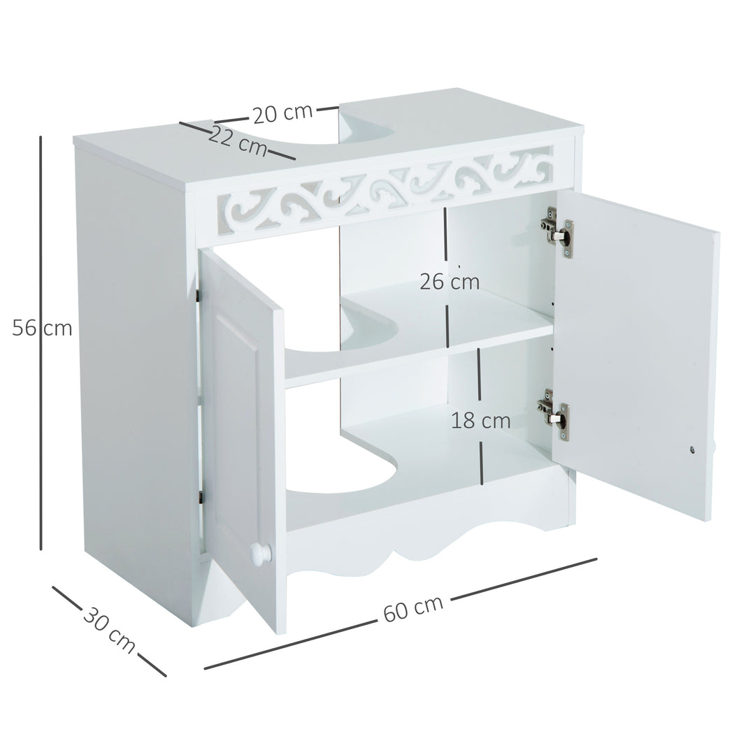 Bathroom Under Sink Storage Cabinet 2 Door Wooden Cupboard Vanity Units