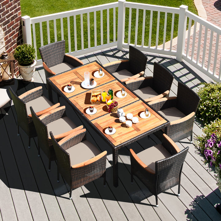 9 Pieces Patio Dining Table and Chairs Set