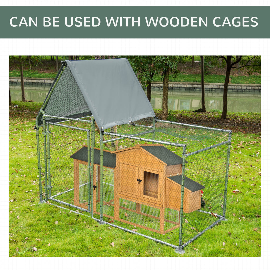 PawHut Walk In Chicken Run, Large Galvanized Chicken Coop, Hen Poultry House Cage, Rabbit Hutch Metal Enclosure, 200 x 105 x 172cm