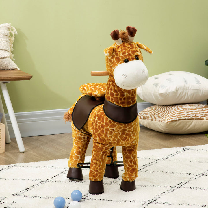 Riding Horse for Kids Ride On Giraffe Toy with Wheels Mechanical Rocking Pony Gift for 3-6 Years Girls Boys