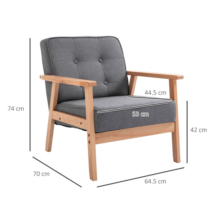 HOMCOM Reception Retro Accent Chair Beech Wood Frame Armchair Occasional Living Room Reception Bedroom Balcony Conservatory Padded
