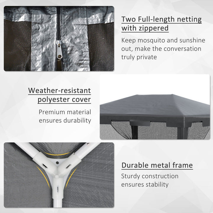 Outsunny 4 m x 3 m Gazebo Party Tent Outdoor Canopy Garden Sun Shade w/ Mesh Sidewalls, Dark Grey