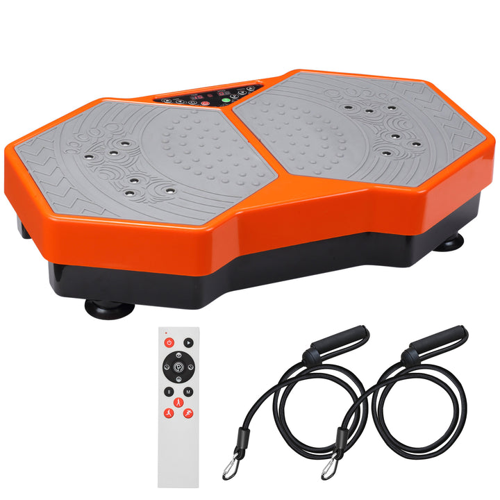 Sports Vibration Plate, Remote Control, Resistance Bands, 99 Levels - Orange and Grey