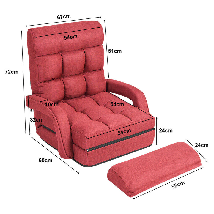 Adjustable Folding Floor Lazy Chair with Pillow-Red