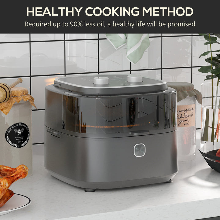 Family Air Fryer with Rapid Air Circulation and Recipes, 6.5L Oil Free Airfryer with 60-Minute Timer, Adjustable Temperature
