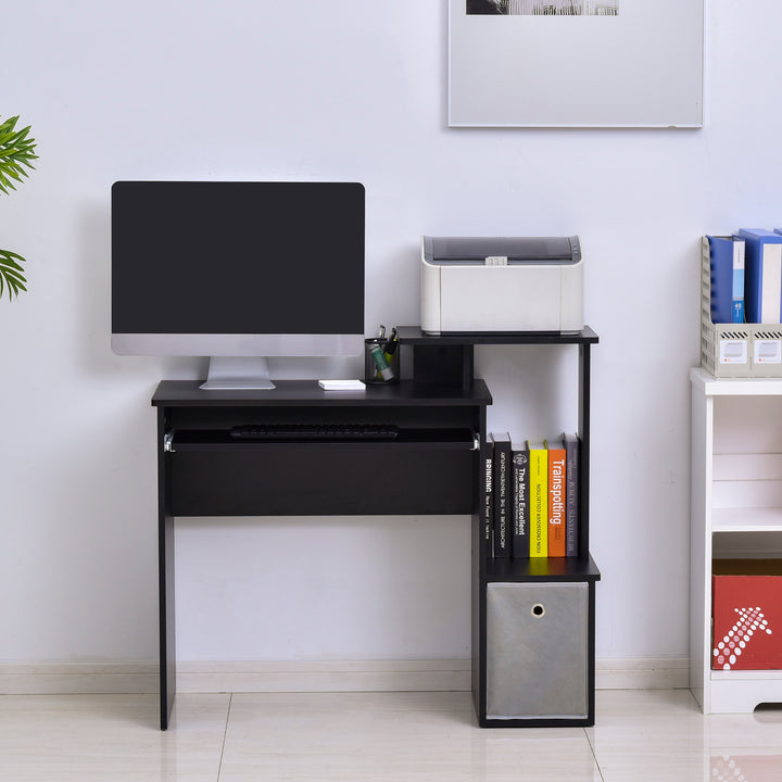 Computer PC Desk with Sliding Keyboard Tray Storage Drawer Shelf Home Office Workstation Gaming Study Wooden Black