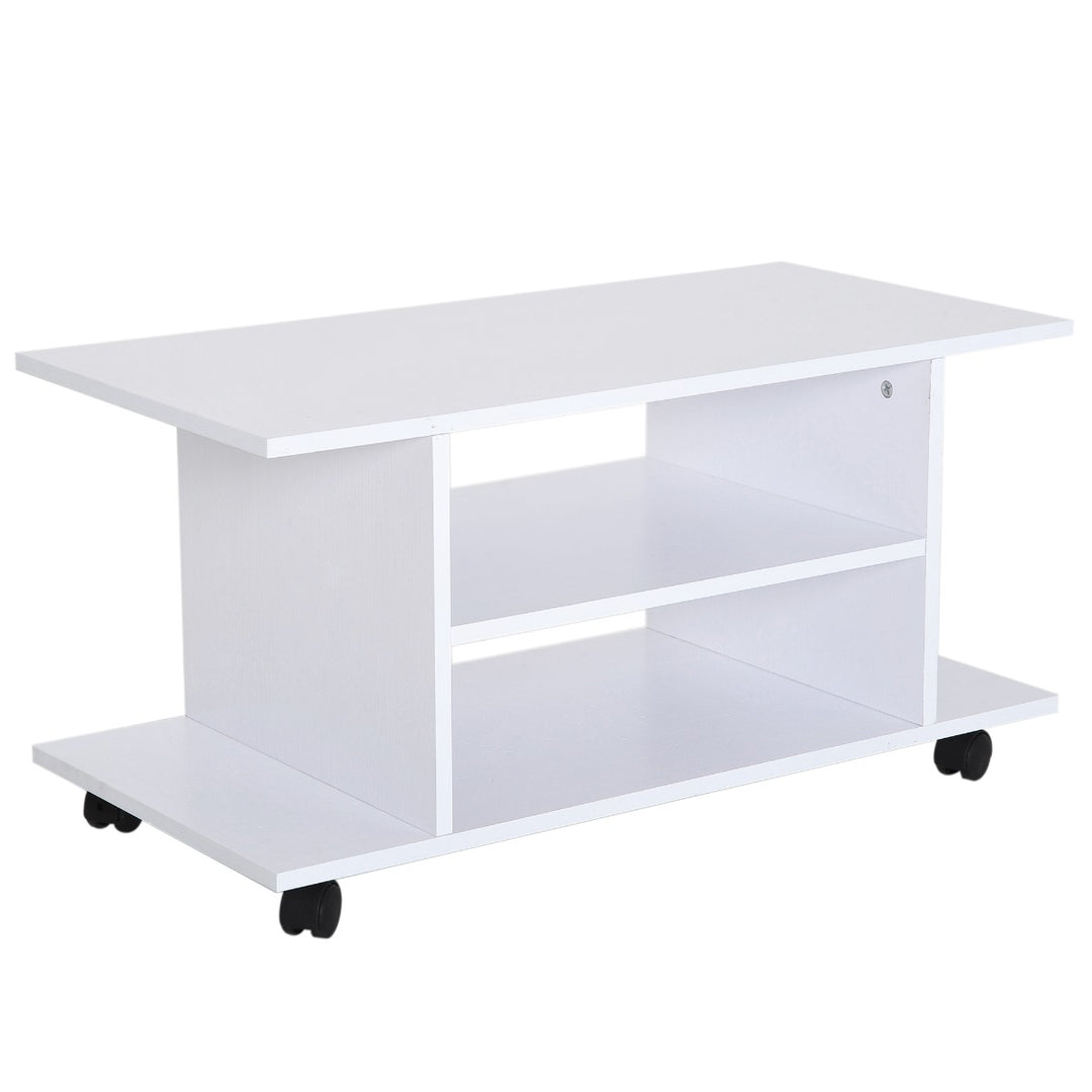 TV Stand W/ Shelves -White