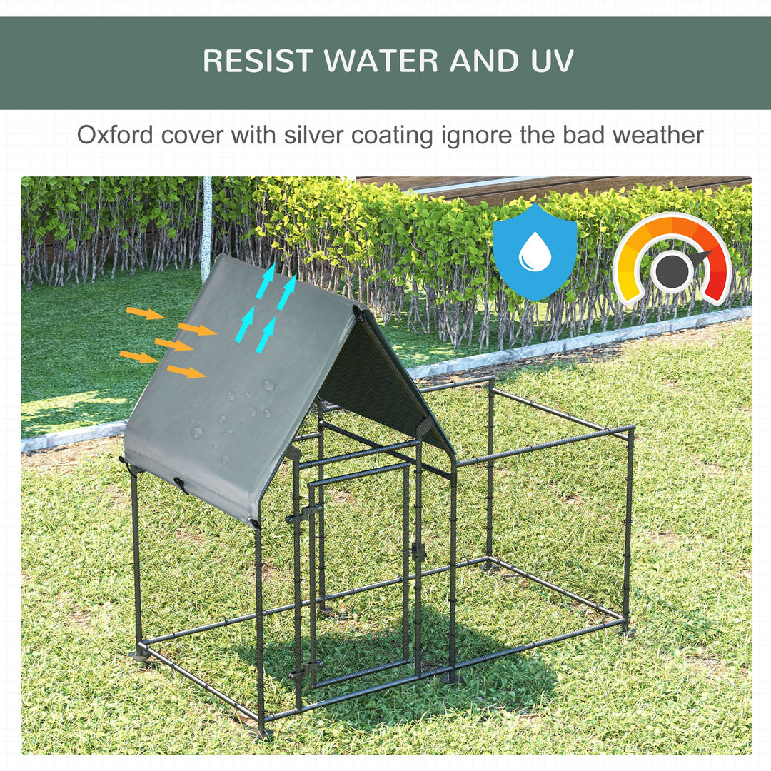 PawHut Walk In Chicken Run, Large Galvanized Chicken Coop, Hen Poultry House Cage, Rabbit Hutch Metal Enclosure, 200 x 105 x 172cm