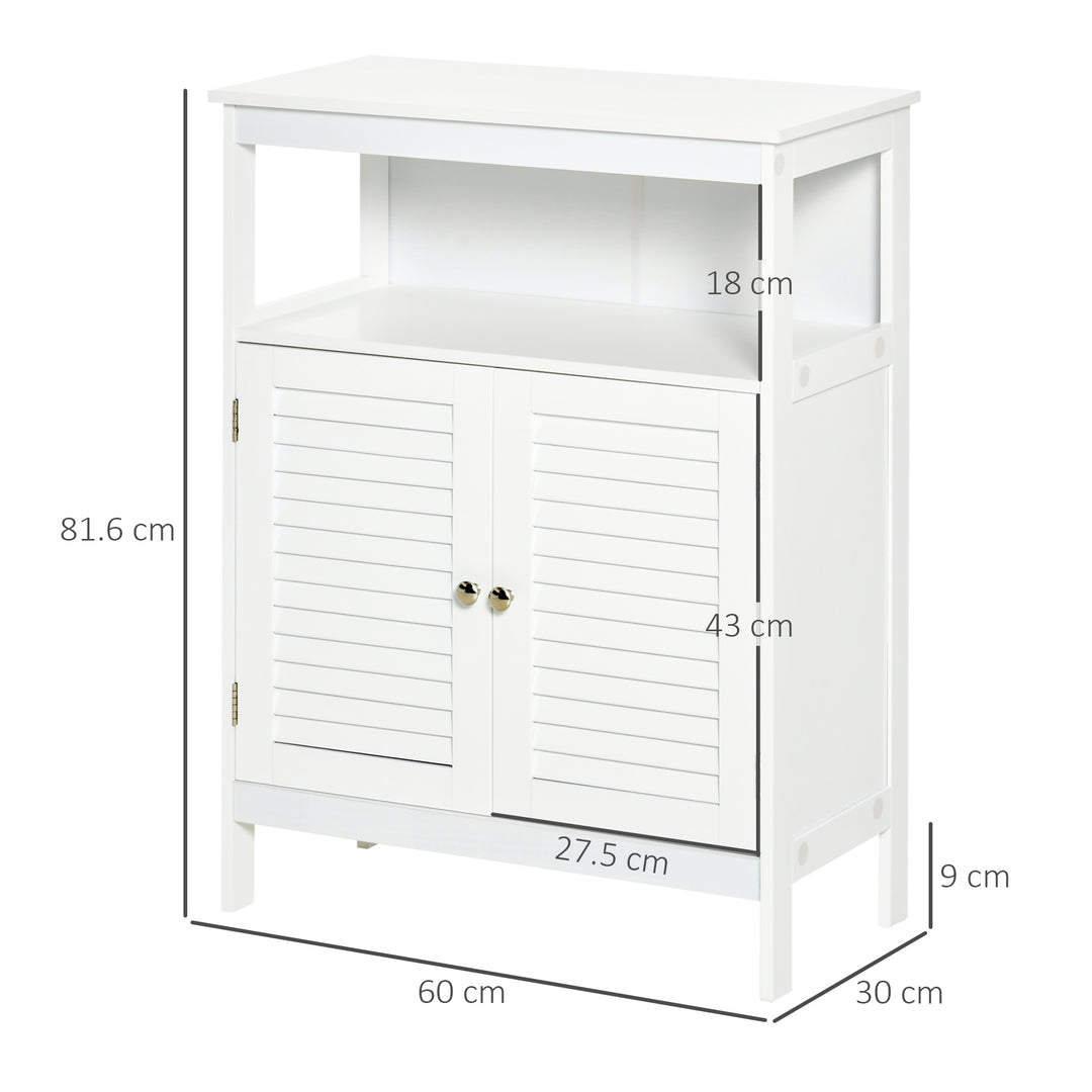 kleankin Freestanding Bathroom Storage Cabinet Organizer Cupboard with Double Shutter Doors Wooden Furniture White