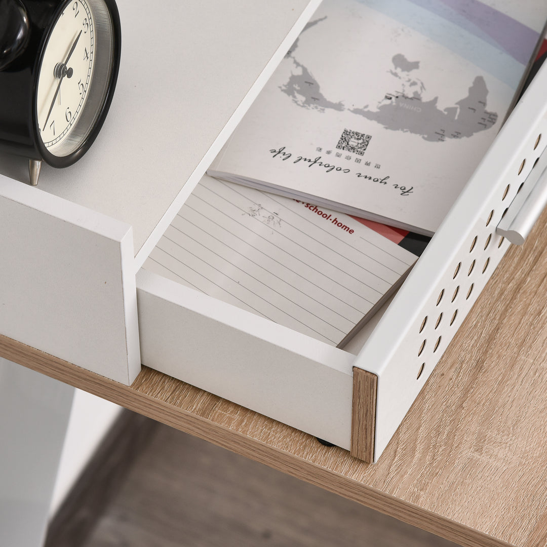 Modern Computer Desk Laptop Writing Table w/Hutch 1 Drawer workstation Home Office Furniture Oak Color and White