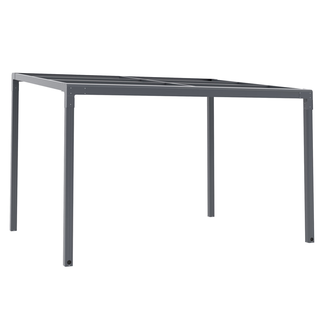 4 x 3(m) Outdoor Hardtop Pergola PC Roof Aluminium Gazebo Garden Sun Shelter Pavilion with Adjustable Windows, Handle