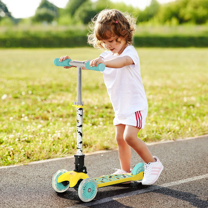 Scooter for Kids Toddler Foldable Kick Scooter with 3 Wheel Adjustable Height Flashing Wheels for Boys and Girls 3-8 Years Yellow