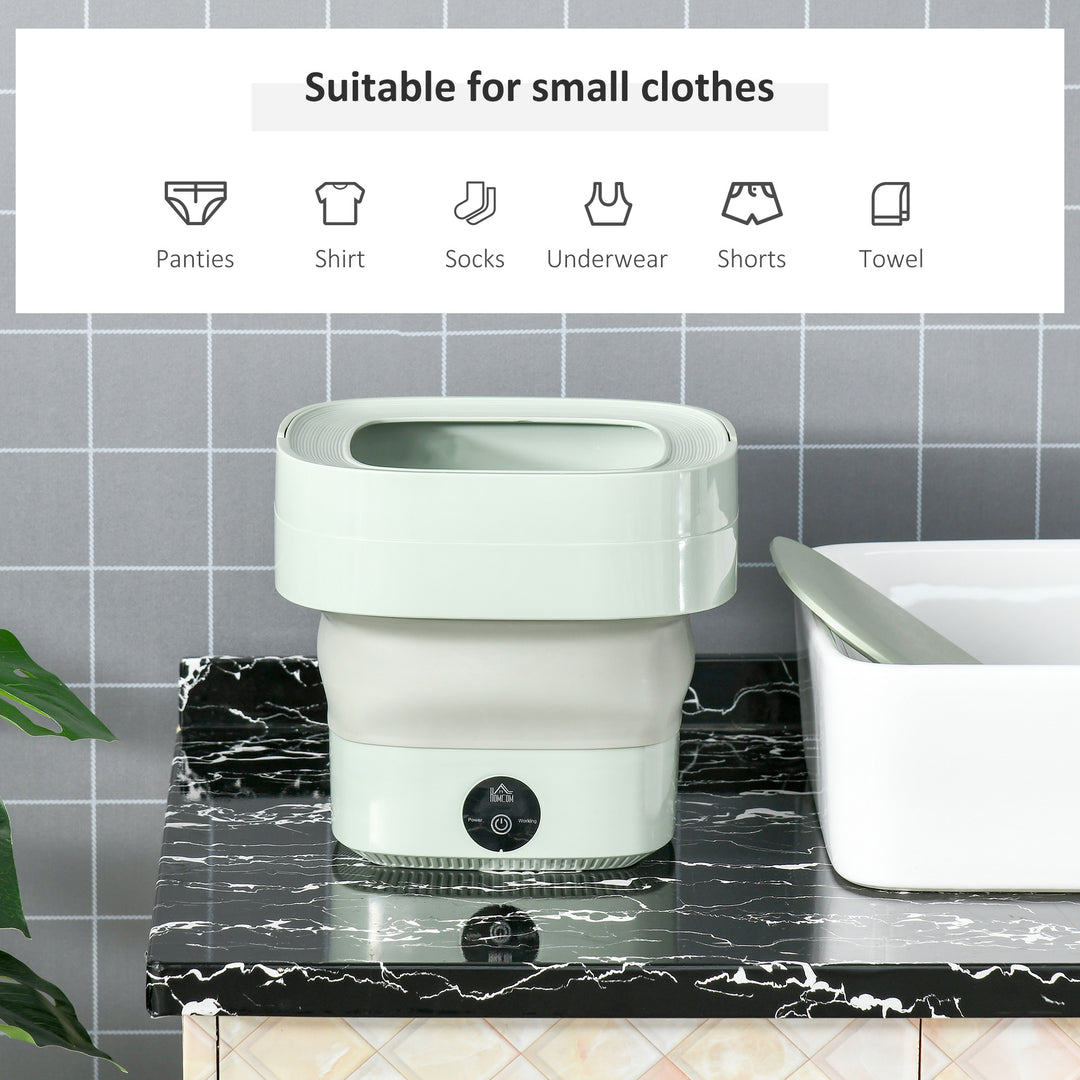 Portable Washing Machine Foldable Mini Laundry Machine with Handle for Socks Underwear Green