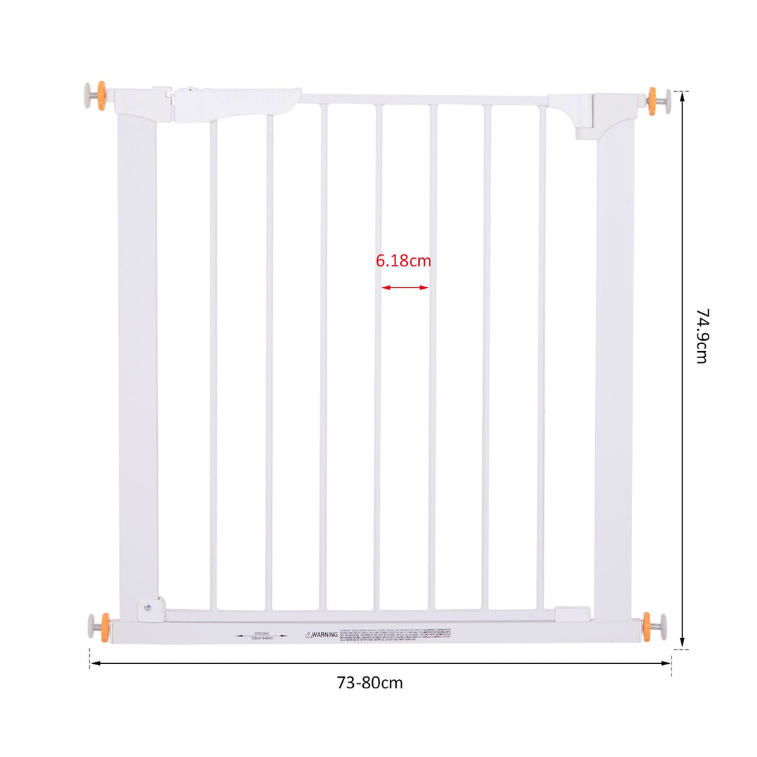 Pet Safety Barrier Gate W/ Iron tube, 74.9H x 73-80W cm-White