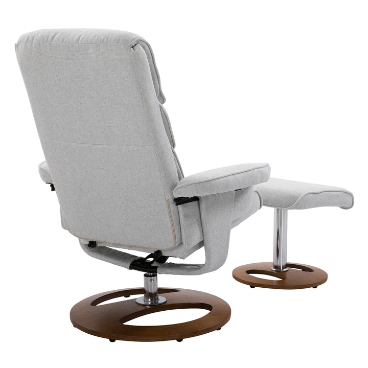 Recliner Chair Ottoman Set 360° Swivel Sofa Stool Modern Soft Thick Padding Wood Base Grey