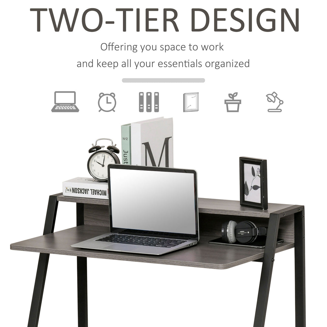 Writing Desk Computer Table Home Office PC Laptop Workstation Storage Shelf Color Black Grey Grain Color