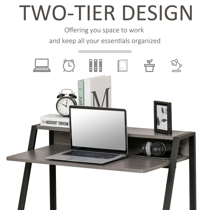 Writing Desk Computer Table Home Office PC Laptop Workstation Storage Shelf Color Black Grey Grain Color