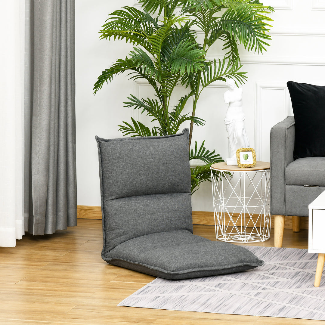 Foldable Padded Sofa with Adjustable Backrest Thick Seat Cushion Lazy Lounge Grey