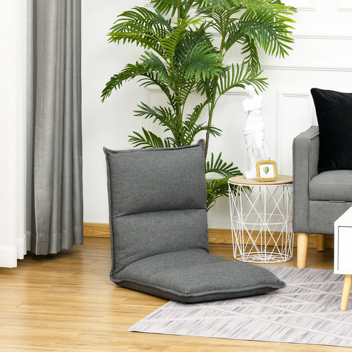 Foldable Padded Sofa with Adjustable Backrest Thick Seat Cushion Lazy Lounge Grey