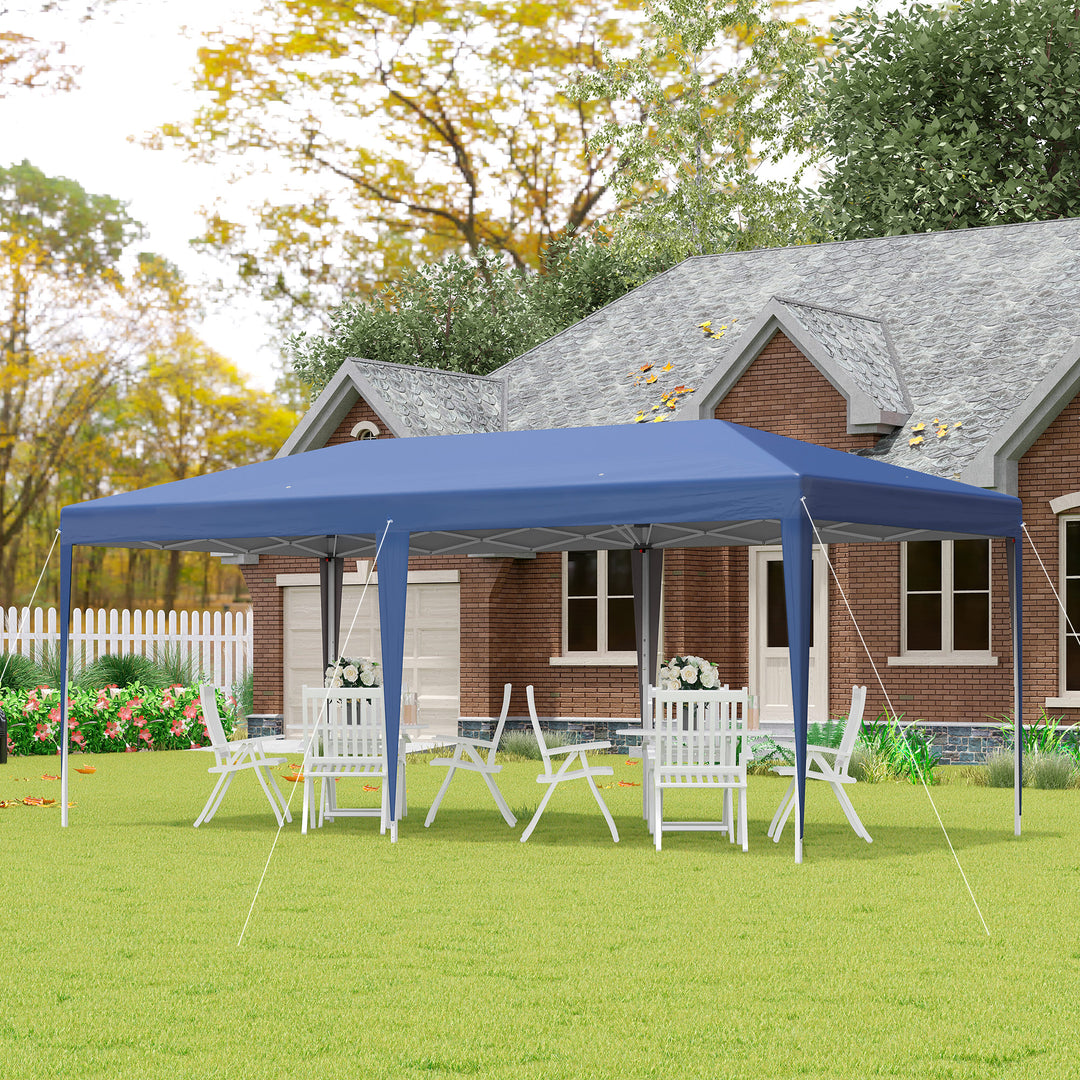 Outsunny Pop Up Gazebo, Double Roof Foldable Canopy Tent, Wedding Awning Canopy w/ Carrying Bag, 6 m x 3 m x 2.65 m, Blue