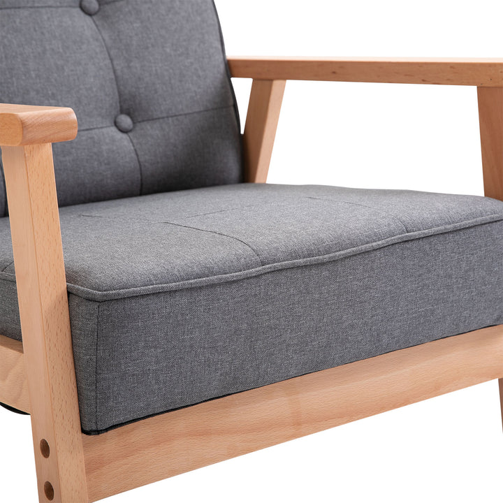 HOMCOM Reception Retro Accent Chair Beech Wood Frame Armchair Occasional Living Room Reception Bedroom Balcony Conservatory Padded