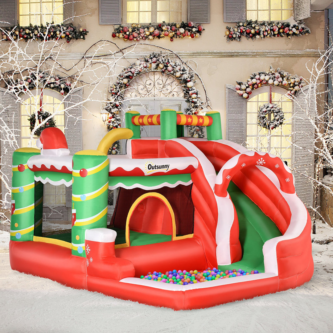 Kids Bounce Castle House Inflatable Trampoline Slide Water Pool Climbing Wall 4 in 1 with Inflator Carrybag for Kids Age 3-8