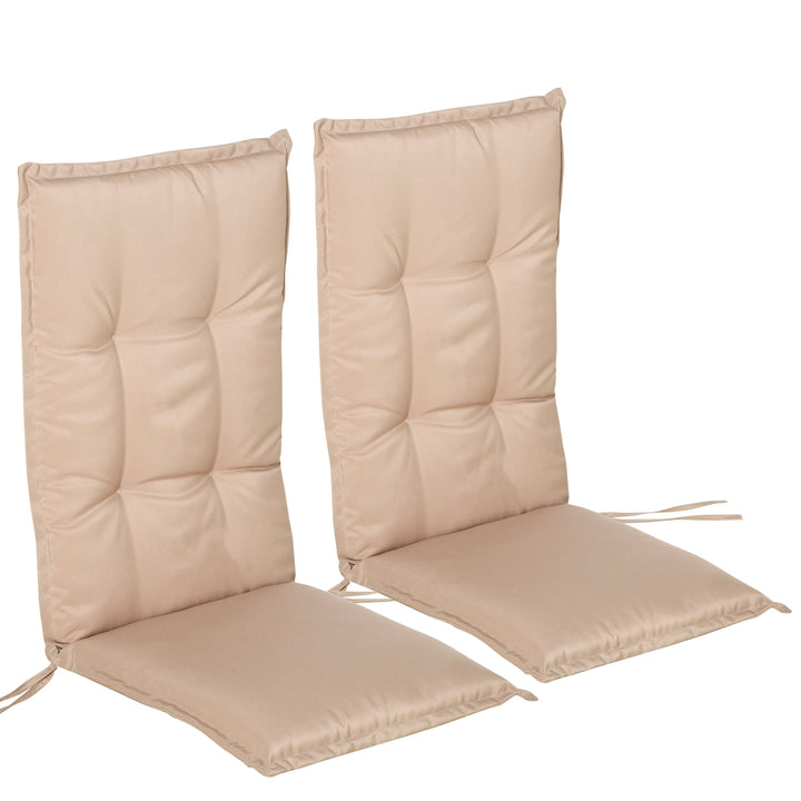 Garden Chair Cushion Polyester High Back Outdoor Chair Replacement Cushion Beige