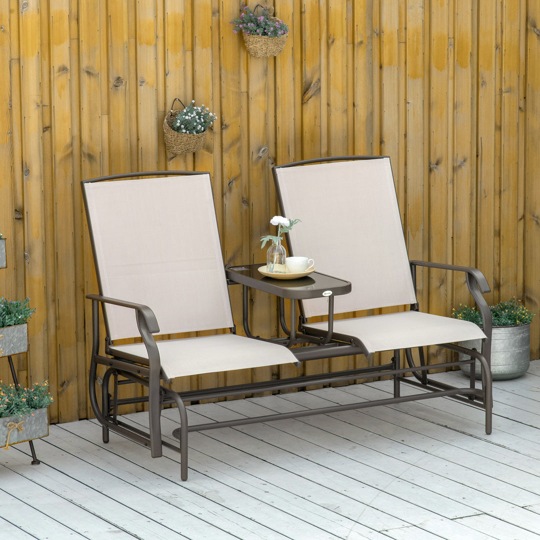 Double Swing Chair Glider Patio Seats With Table