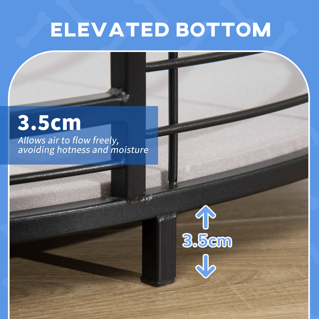 PawHut Raised Dog Bed with Soft Cushion, Modern Style Pet Sofa Bed Steel Frame, with Removable Cover, for Small and Medium Dogs 85 x 55 x 20 cm Black