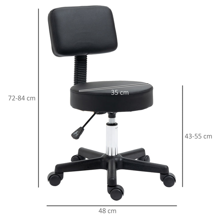 Swivel Salon Chair w/ Padded Seat Back 5 Wheels Adjustable Height Salon Hairdressers Tattoo Spa Rolling Black