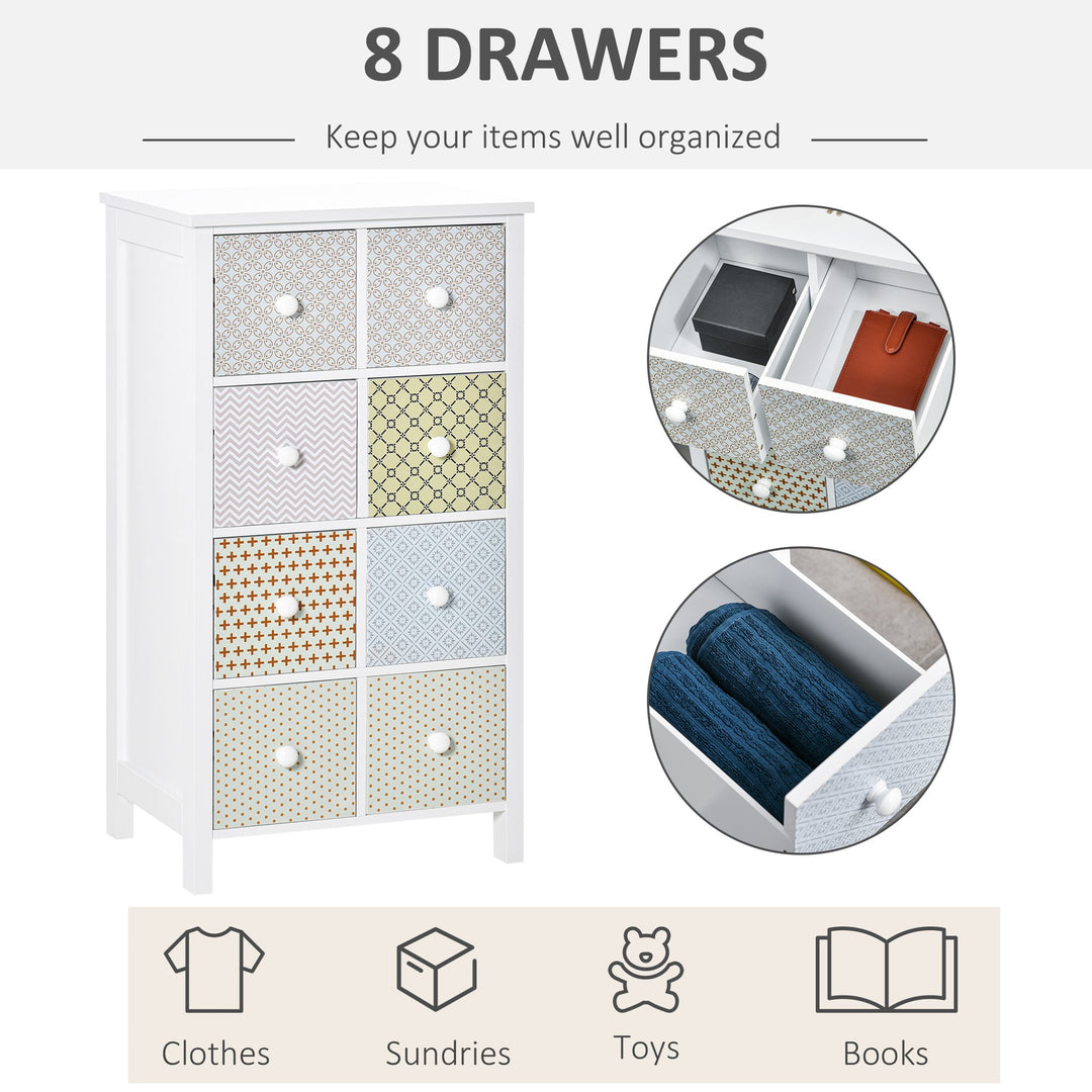 Chest of Drawers, 8 Drawer Dresser, Storage Organizer Unit for Bedroom, Bathroom