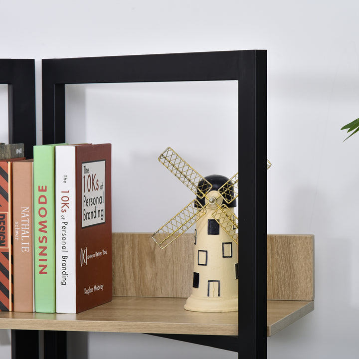 4-Tier Triangle Frame Storage Shelf Bookshelf Display Unit Cabinet Steel Frame Home Office Organisation Freestanding 90L x 39W x 160L cm