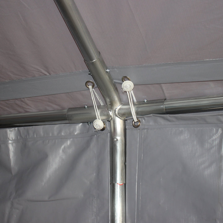 Outsunny 4 x 8 m Patio Garden Party Canopy, Outdoor BBQ, Wedding, Camping Gazebo Tent, Car Canopy Shelter w/ Side Panels &amp; Zipper Door, Dark Grey