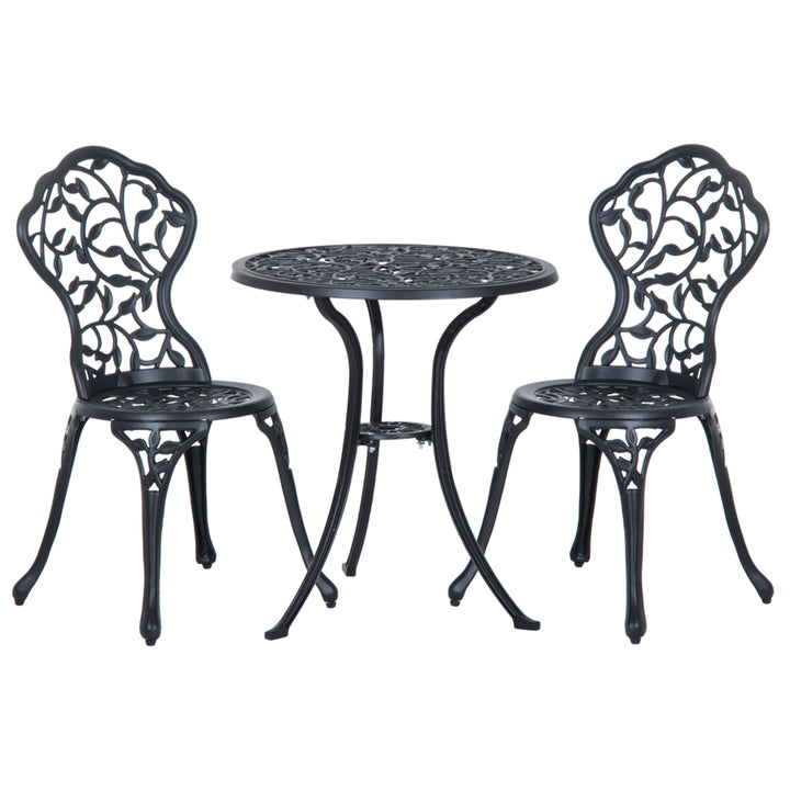 Outsunny 3 Pcs Cast Aluminum Bistro Set Garden Furniture Dining Table Chairs Antique Outdoor Seat Patio Seater