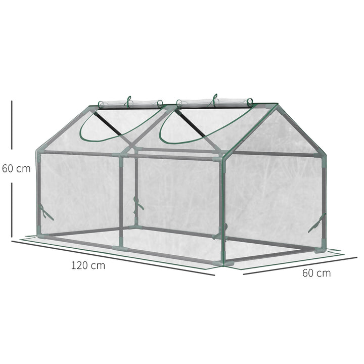 Mini Greenhouse Portable Flower Planter Tomato Vegetable House for Garden Backyard with Zipper 120 x 60 x 60 cm, Clear