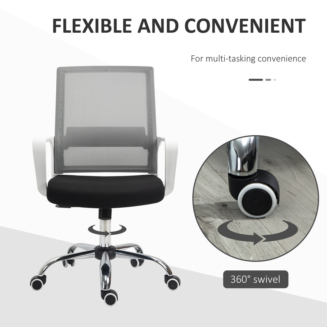 Vinsetto Ergonomic Office Chair Adjustable Height Breathable Mesh Desk Chair w/Armrest and 360° Swivel Castor Wheels Black