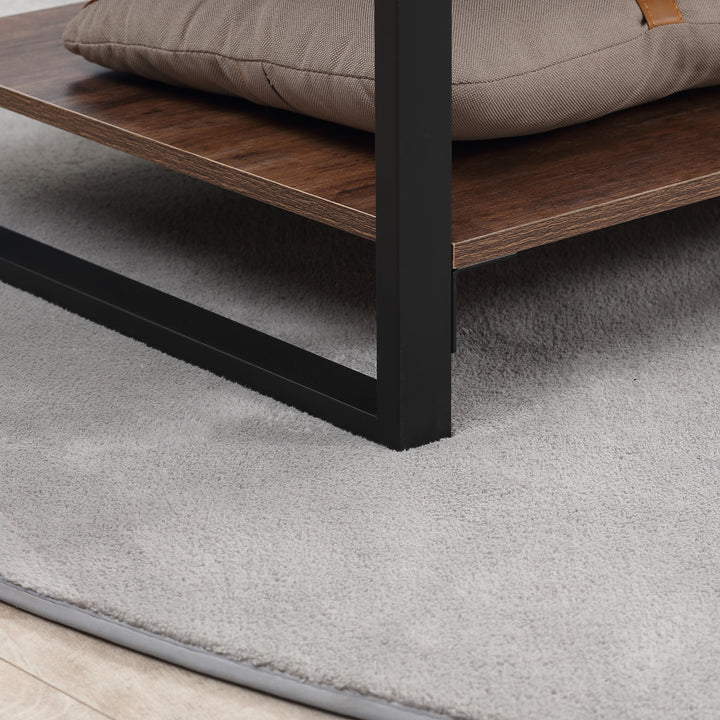 HOMCOM Industrial Coffee Table with Shelf and Steel Frame for Living Room,120cmx60cmx45cm, Natural