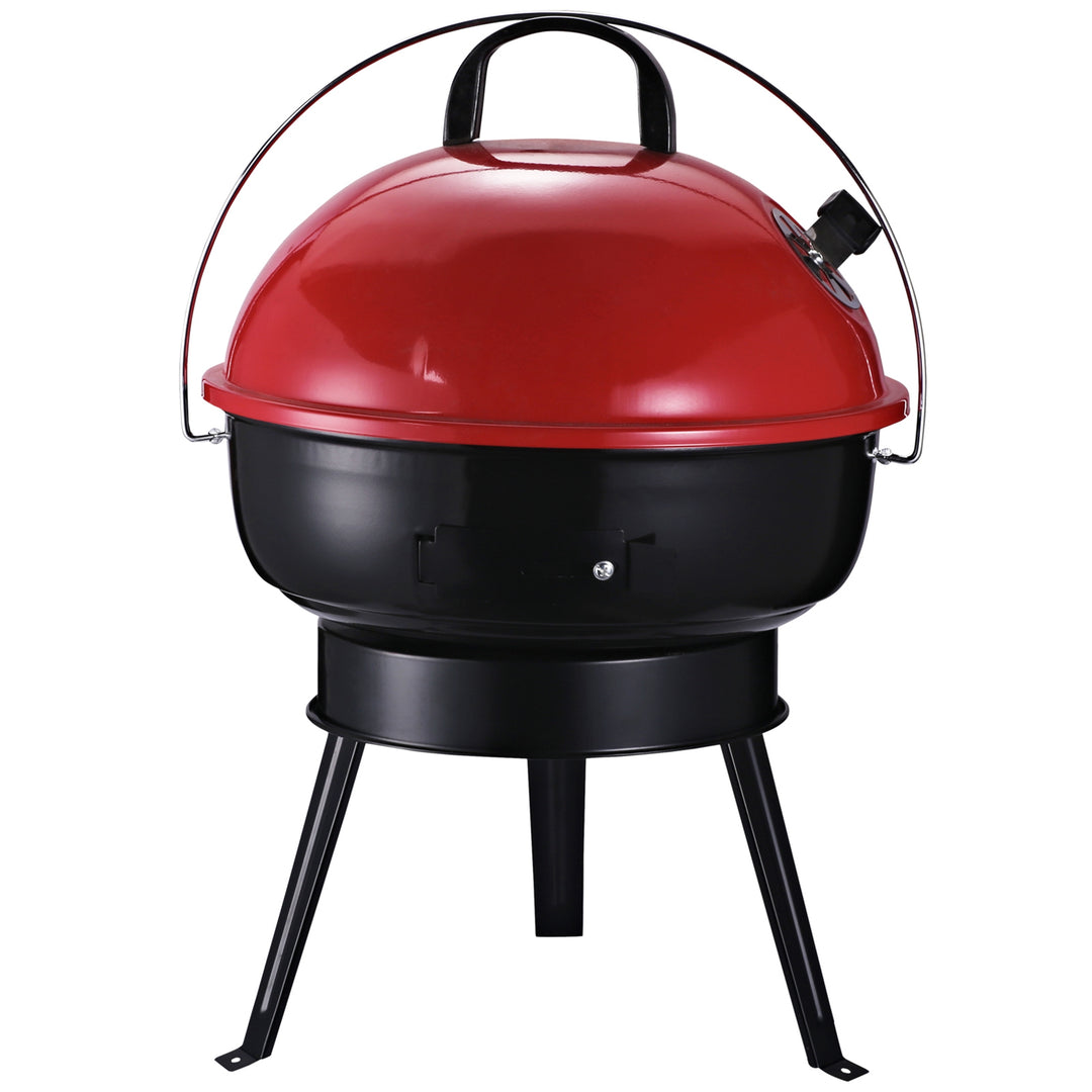 Charcoal BBQ Charcoal Grill Metal Portable Tripod Grill Black Red