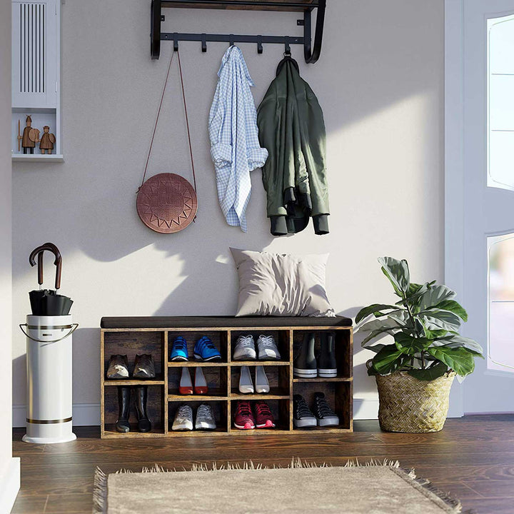 Adjustable Shelves Storage Bench