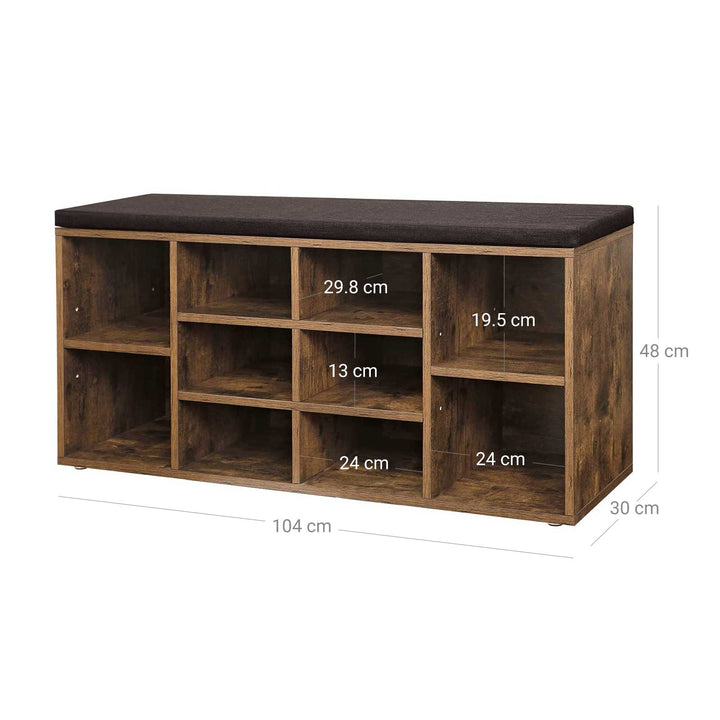 Adjustable Shelves Storage Bench