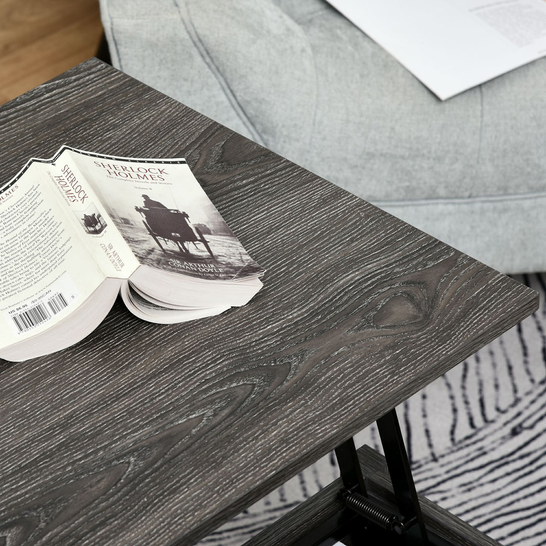 Modern Lift Top Coffee Table with Storage Compartment Convertible Tea Desk Floating Retractable Table Home Office Living Room Furniture Tan
