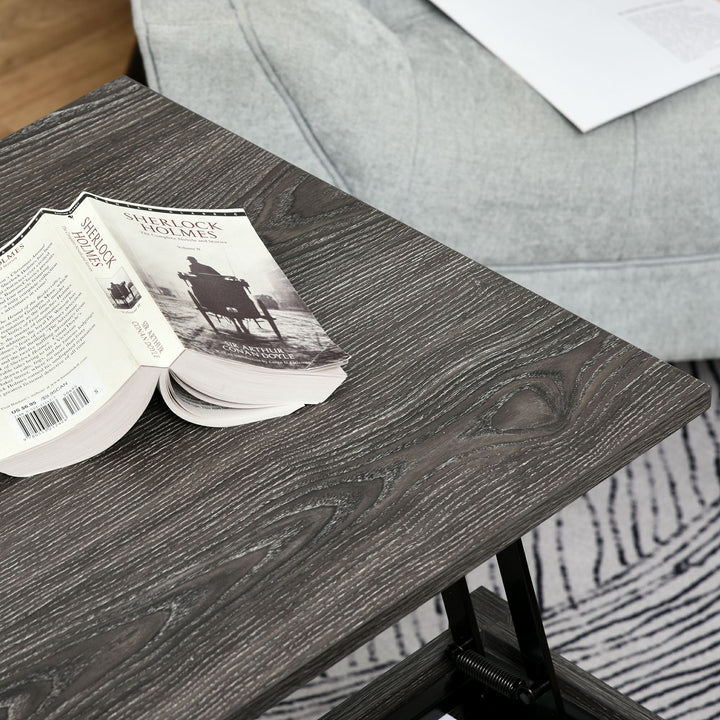 Modern Lift Top Coffee Table with Storage Compartment Convertible Tea Desk Floating Retractable Table Home Office Living Room Furniture Tan