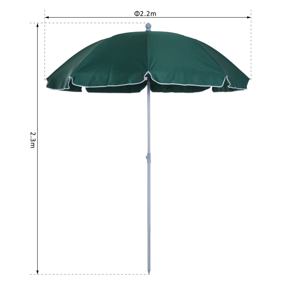 Outsunny Beach Umbrella Parasol,φ2.2m, Steel-Dark Green