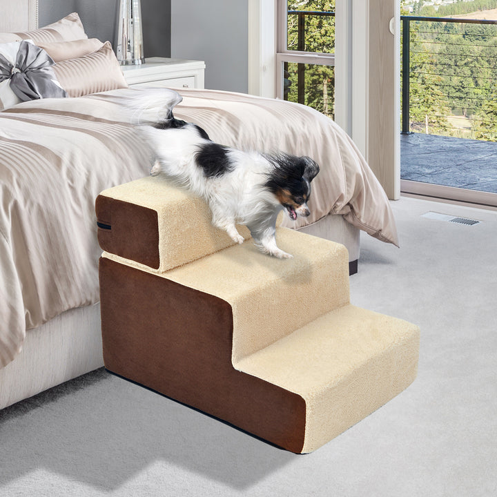 Deluxe Pet Stairs 3 Steps Dog Cat Soft Padded Covered Staircase