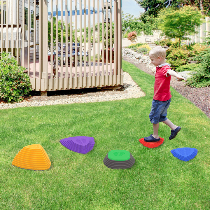 Stepping Stones Kids Balance River Stones 5 PCs Outdoor Indoor, for Obstacle Course, Sensory Play, Stackable, Non-Slip
