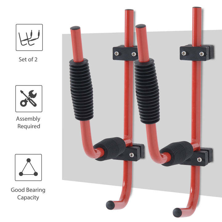 HOMCOM Canoe/Kayak  Aluminum Wall Mount Hangers-Red