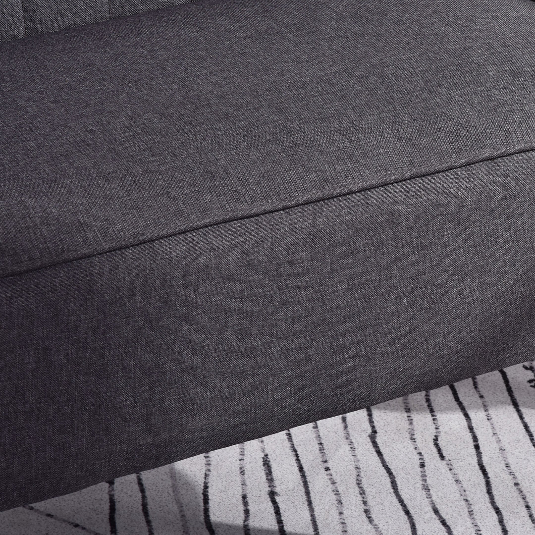 Modern 2 Seat Sofa Loveseat Sofa Couch Compact Sofa Padded Linen Wood Leg, Charcoal Grey