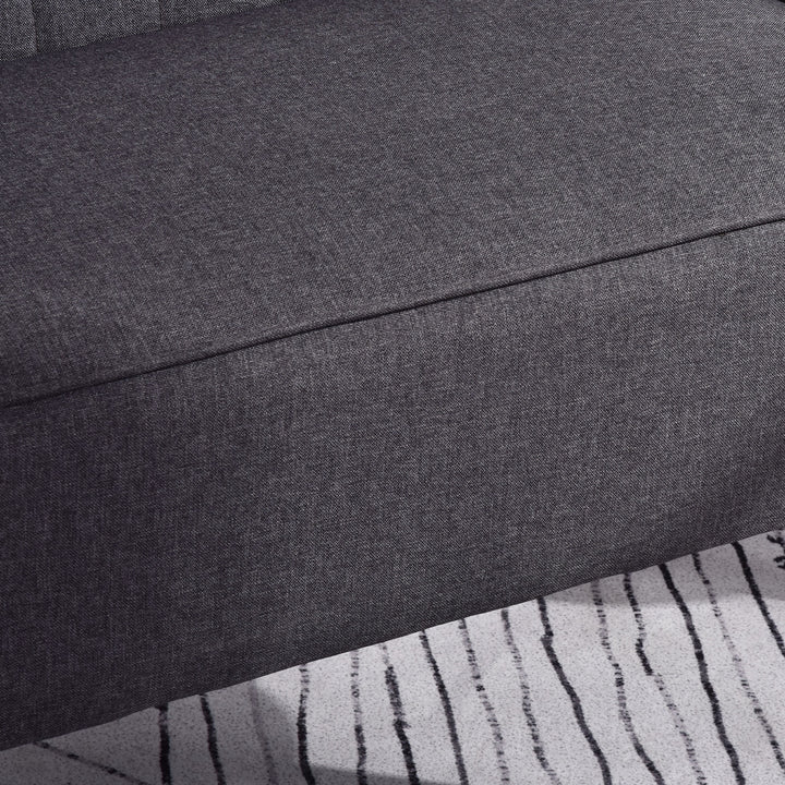 Modern 2 Seat Sofa Loveseat Sofa Couch Compact Sofa Padded Linen Wood Leg, Charcoal Grey