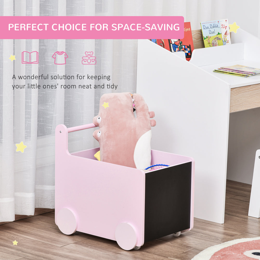 Kids Toys Storage Cabinet Rolling Storage Cart on Wheels Craft Storage Containers Bins Can Move everywher for Toddlers 1-4 Years Old, Pink
