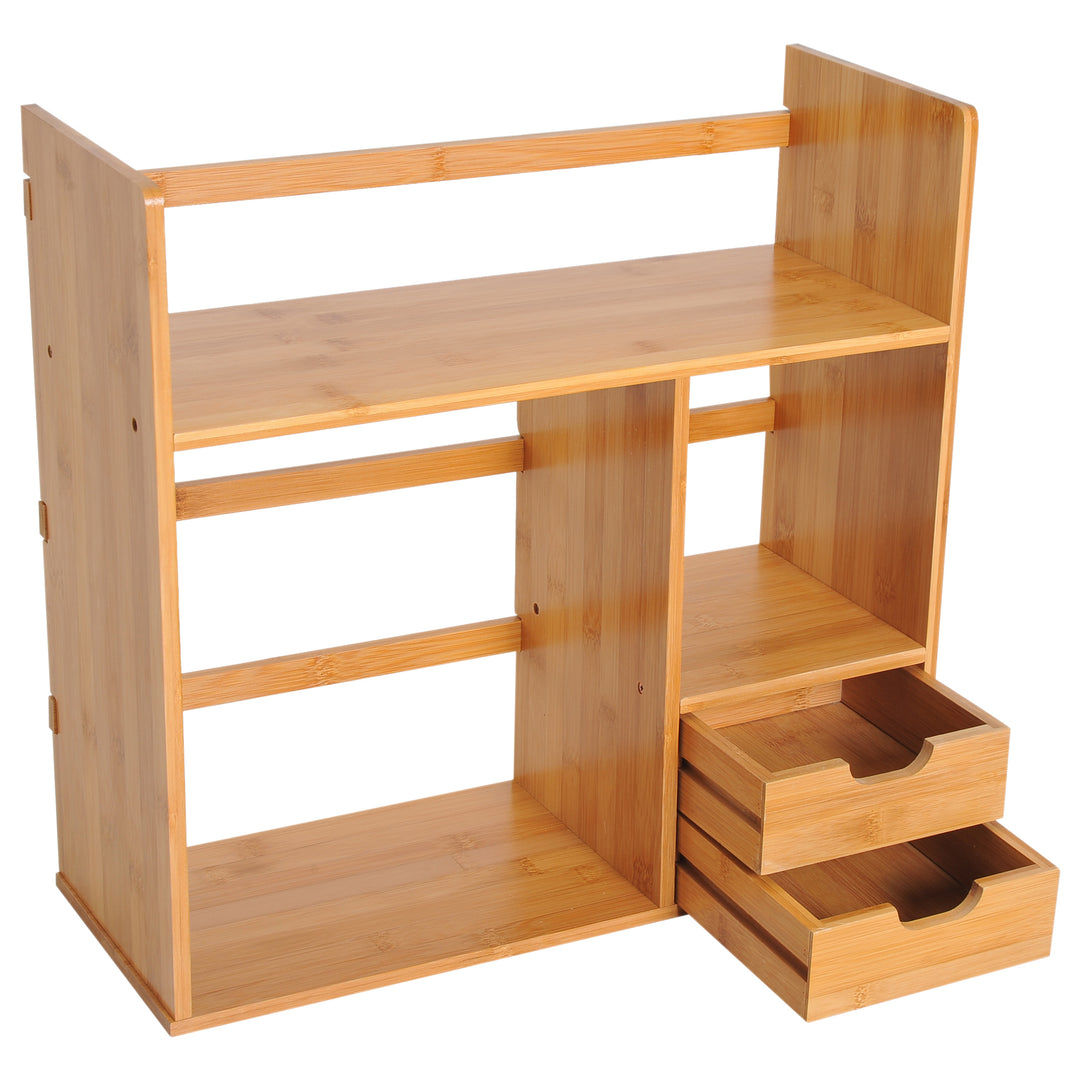 Desk Organiser Bookshelf Storage 2 Drawers 2-way Reversed Use Bamboo